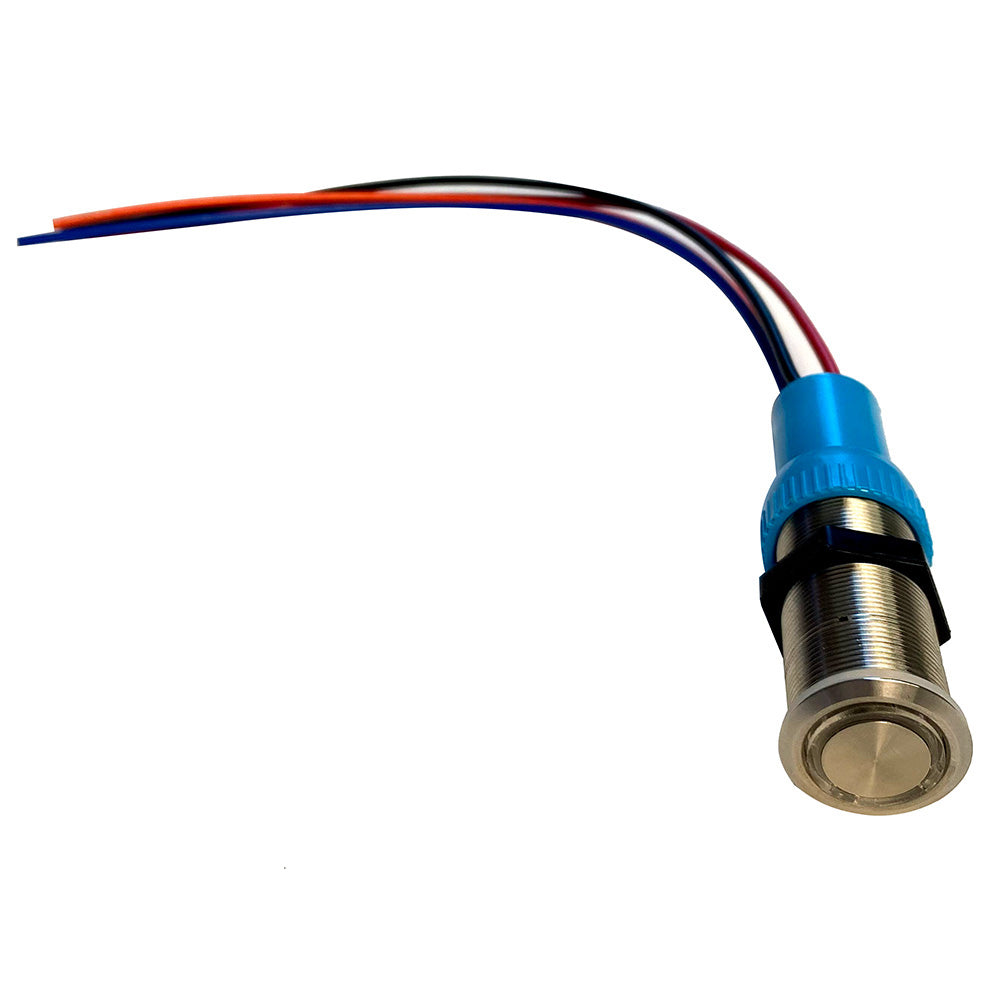 Bluewater 19mm Push Button Switch - Off/(On) Momentary Contact - Blue/Red LED - 4&#39; Lead [9057-2113-4]