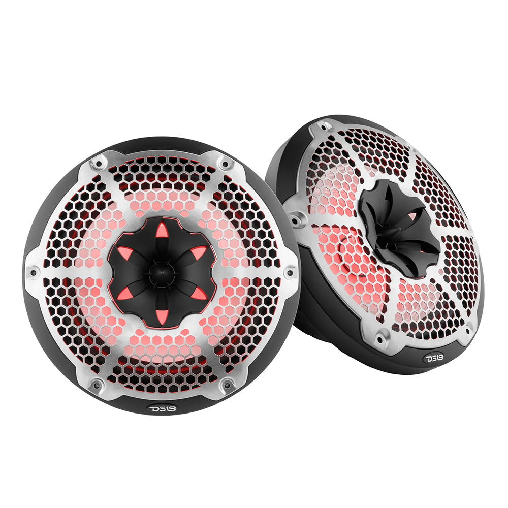 DS18 HYDRO 10&quot; 2-Way Speakers w/Bullet Tweeter  Integrated RGB LED Lights - Black [NXL-10M/BK]