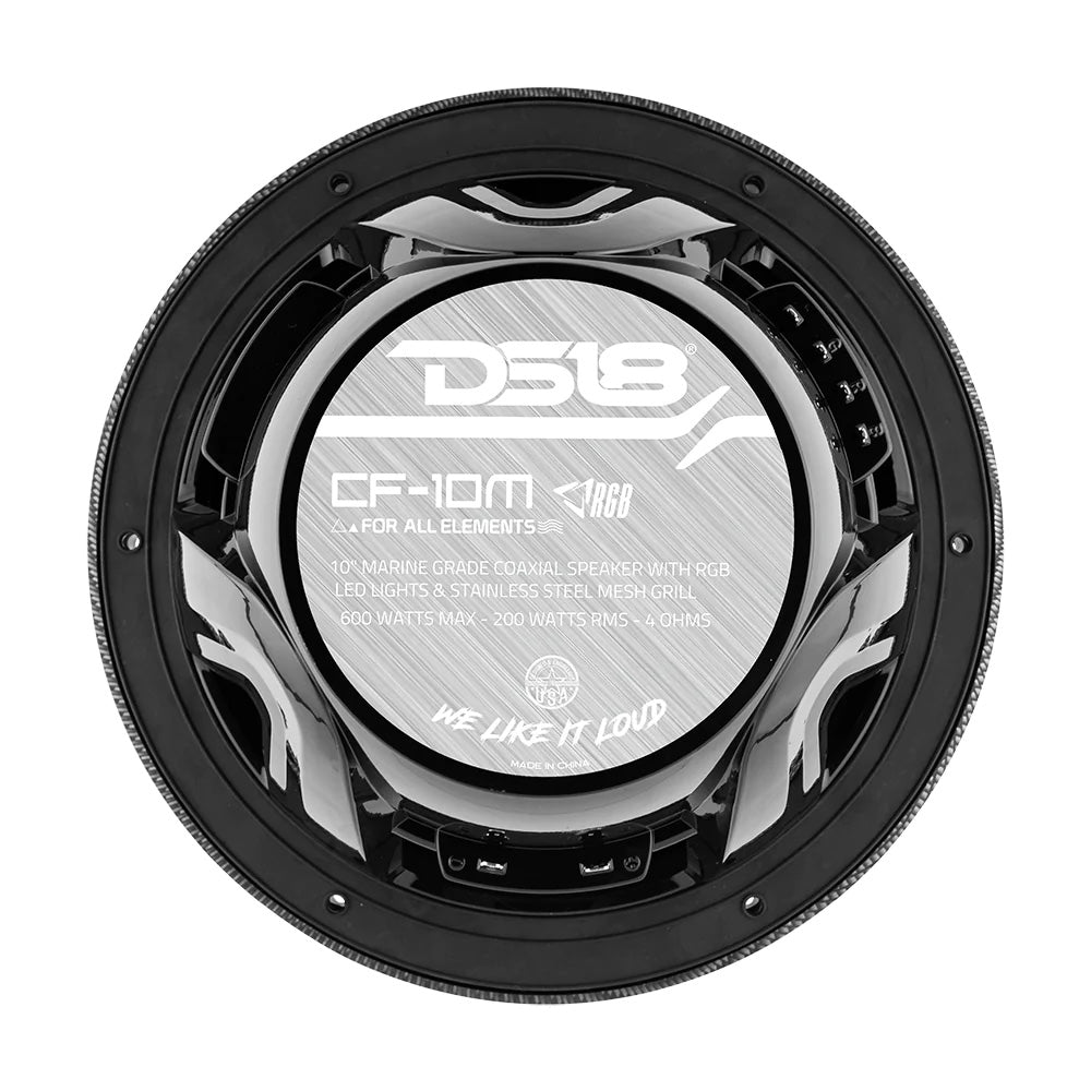 DS18 HYDRO 10&quot; 2-Way Speakers w/Bullet Tweeter  Integrated RGB LED Lights - Carbon Fiber [CF-10M]