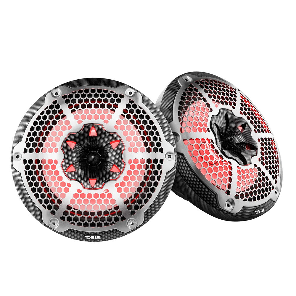 DS18 HYDRO 10&quot; 2-Way Speakers w/Bullet Tweeter  Integrated RGB LED Lights - Carbon Fiber [CF-10M]