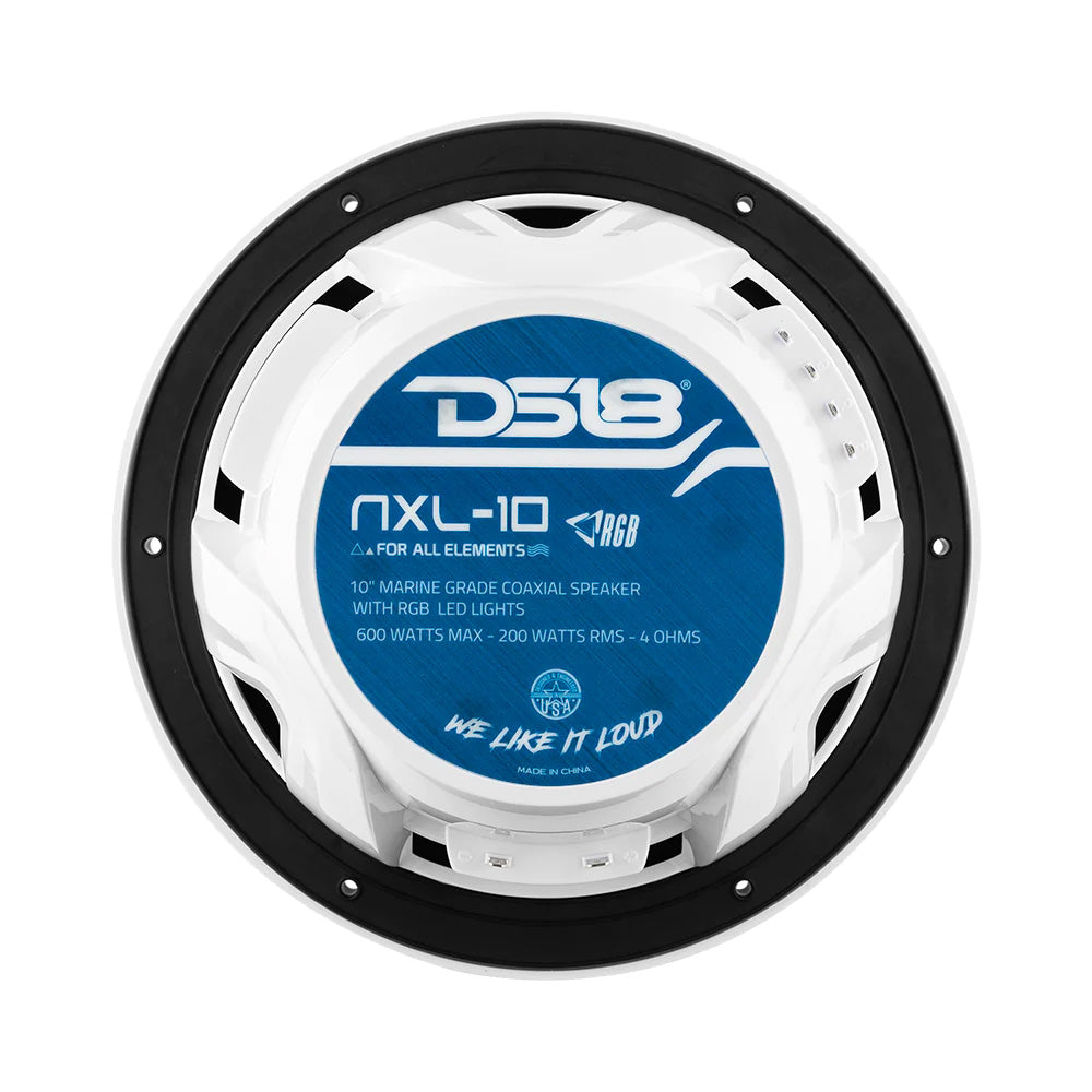 DS18 HYDRO 10&quot; 2-Way Marine Speakers w/Bullet Tweeters  Integrated RGB LED Lights - White [NXL-10/WH]