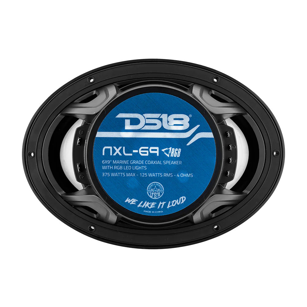 DS18 HYDRO 6 x 9&quot; 2-Way Marine Speakers w/Integrated RGB LED Lights - 375W - Black [NXL-69/BK]
