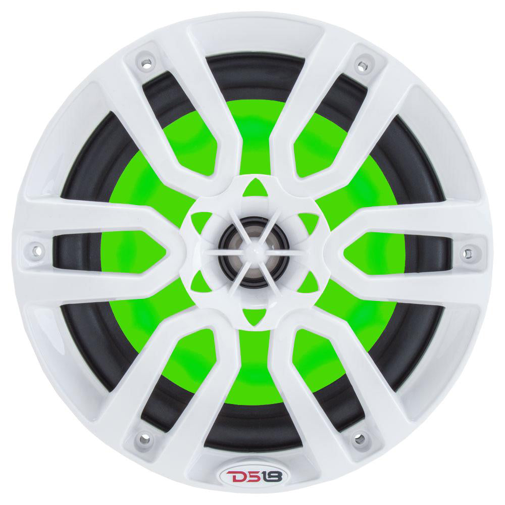 DS18 HYDRO 8&quot; 2-Way Marine Speakers w/RGB LED Lights 375W - White [NXL-8]