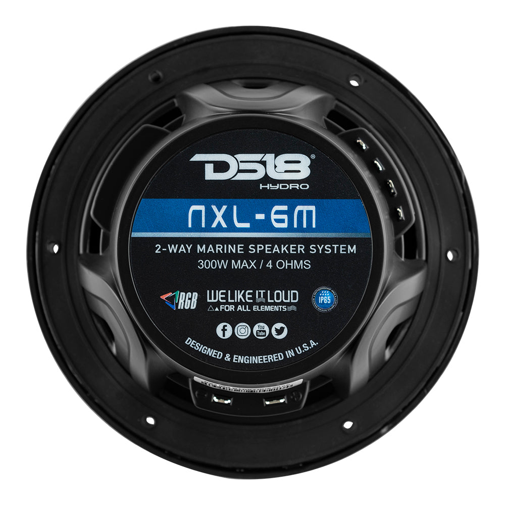 DS18 New Edition HYDRO 6.5&quot; 2-Way Marine Speakers w/RGB LED Lighting 300W - Black [NXL-6M/BK]