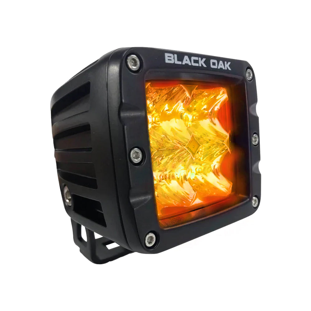Black Oak 2&quot; Amber LED Pod Light - Flood Optics - Black Housing - Pro Series 3.0 [2A-POD30S]