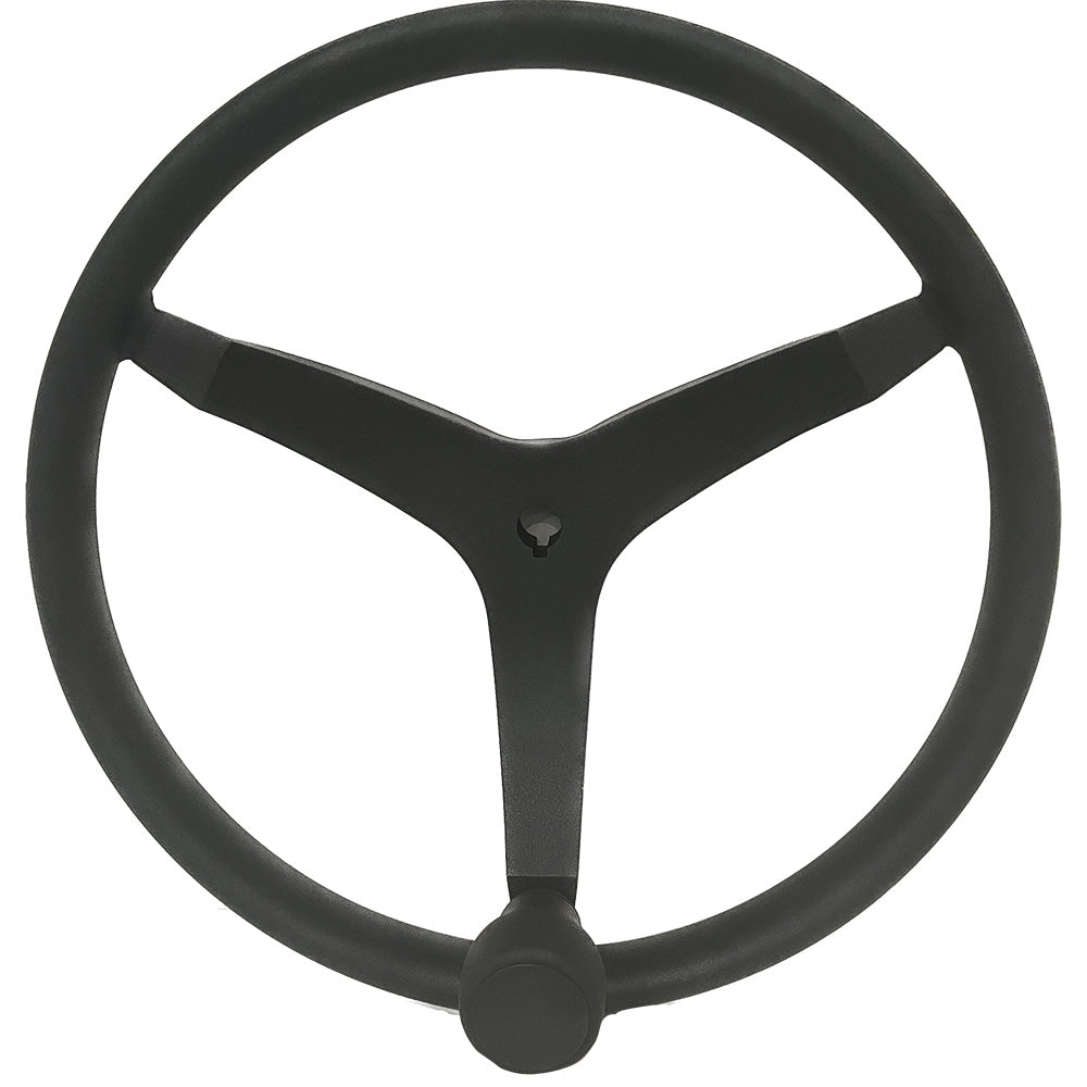 Uflex - V46 - 13.5&quot; Stainless Steel Steering Wheel w/Speed Knob - Black [V46B]