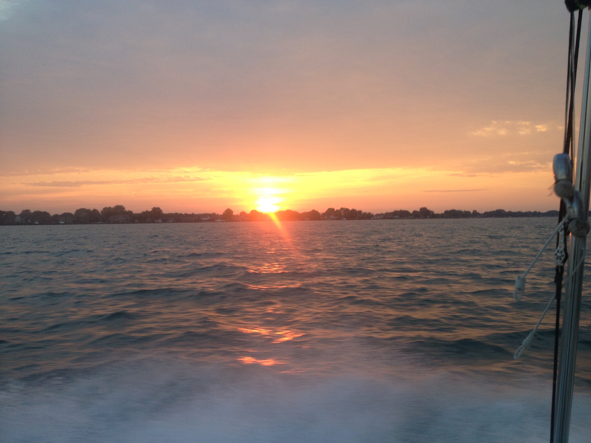 View of a sunset while on a boat ride