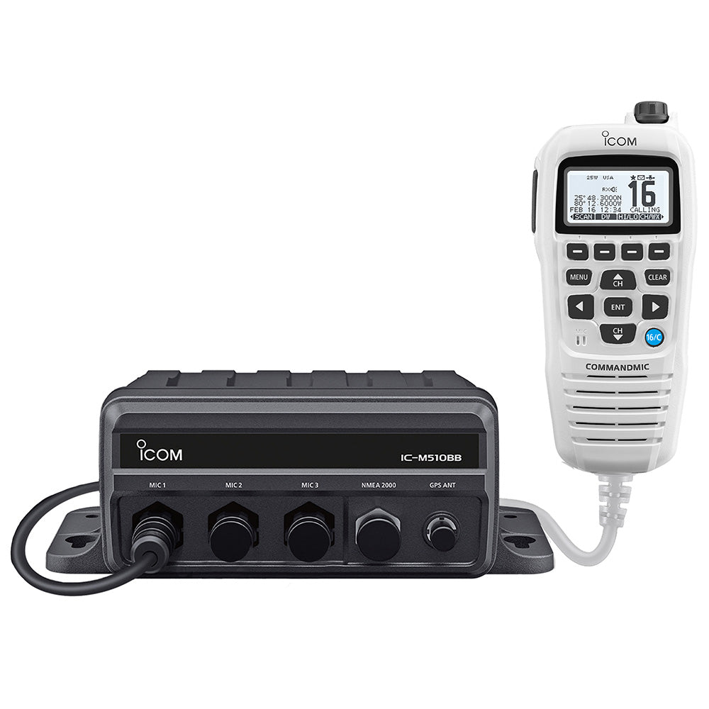 Icom IC-M510BB GW 21 Black Box VHF w/White Command Mic  3 Command Mic Ports [M510BB GW 21 USA]