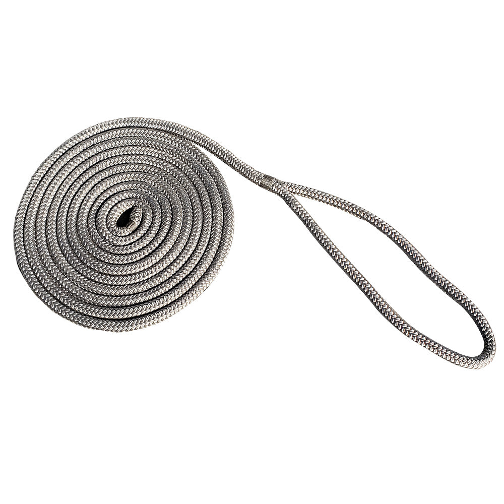 New England Rope 1/2&quot; x 15 Nylon Double Braid Dock Line - Grey [5058-16-00015]