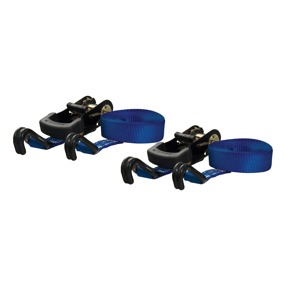 CURT 16 Blue Cargo Straps w/&quot;J&quot; Hooks - 733 lbs - 2 Pack [83020]