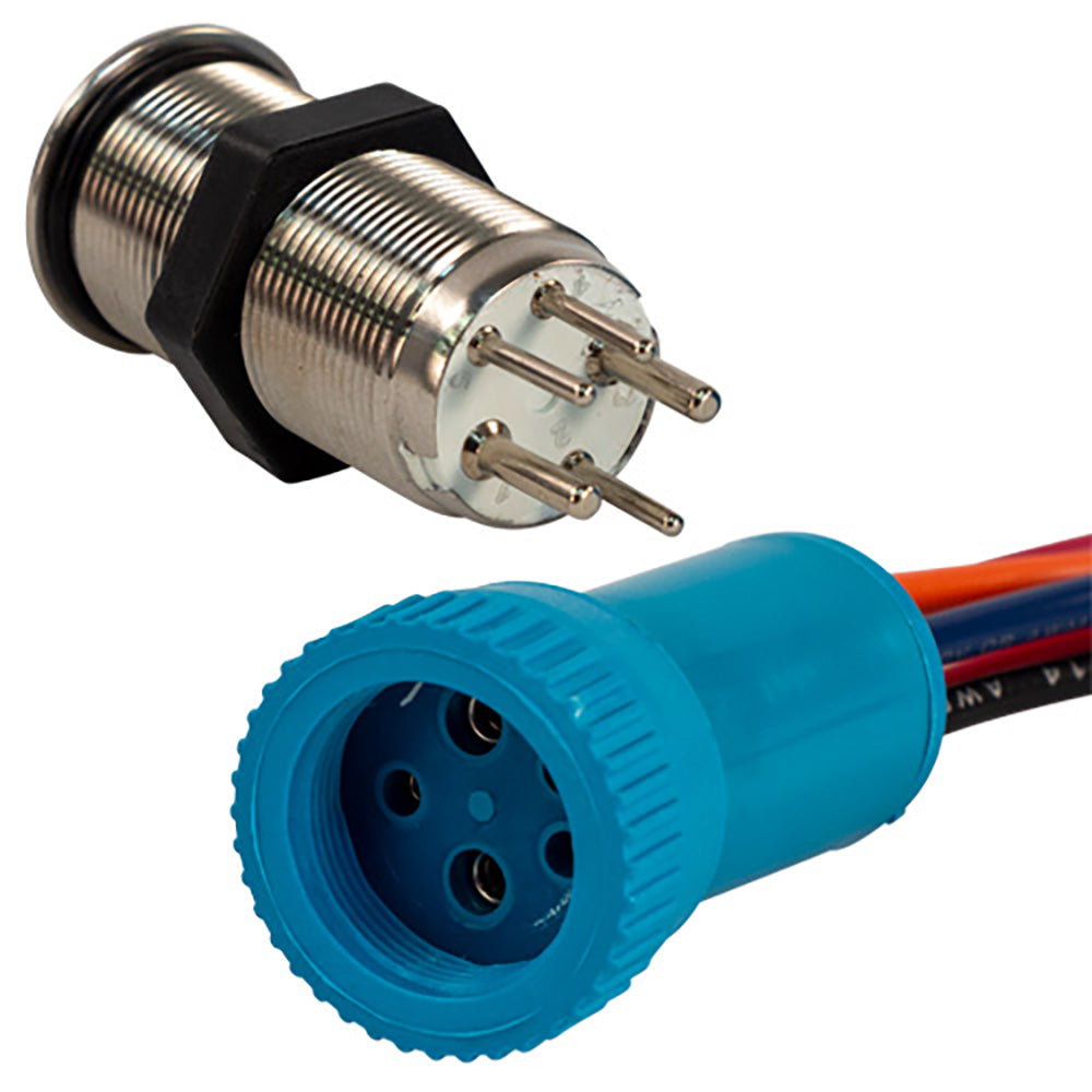 Bluewater 19mm Push Button Switch - Off/(On)/(On) Double Momentary Contact - Blue/Green/Red LED - 1&#39; Lead [9057-2123-1]