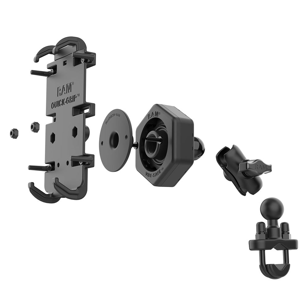RAM Mount RAM Quick-Grip XL Phone Mount w/Vibe-Safe  U-Bolt Base - Short