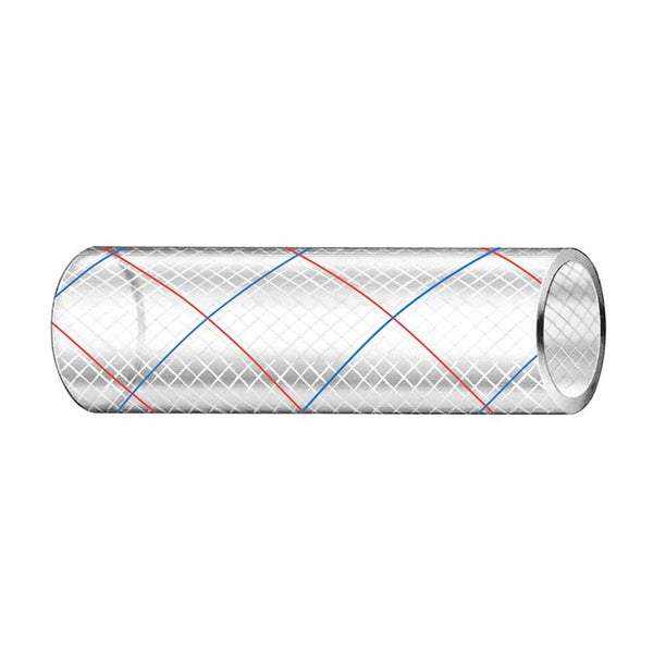 Trident Marine 1" x 50' Clear Reinforced PVC Hose Tubing - Red  Blue Tracer [162-1006]