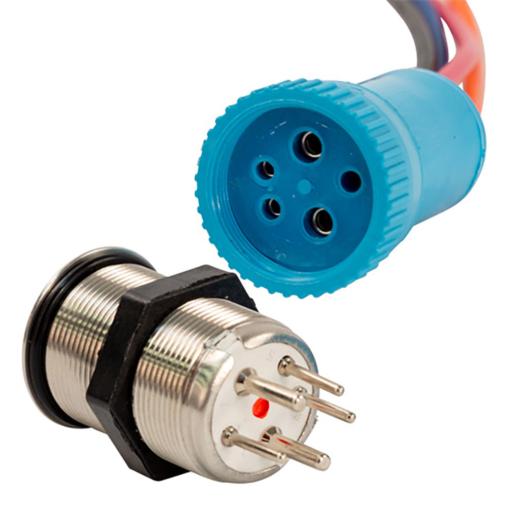 Bluewater 22mm Push Button Switch - Off/(On) Momentary Contact - Blue/Red LED - 4&#39; Lead [9059-2113-4]