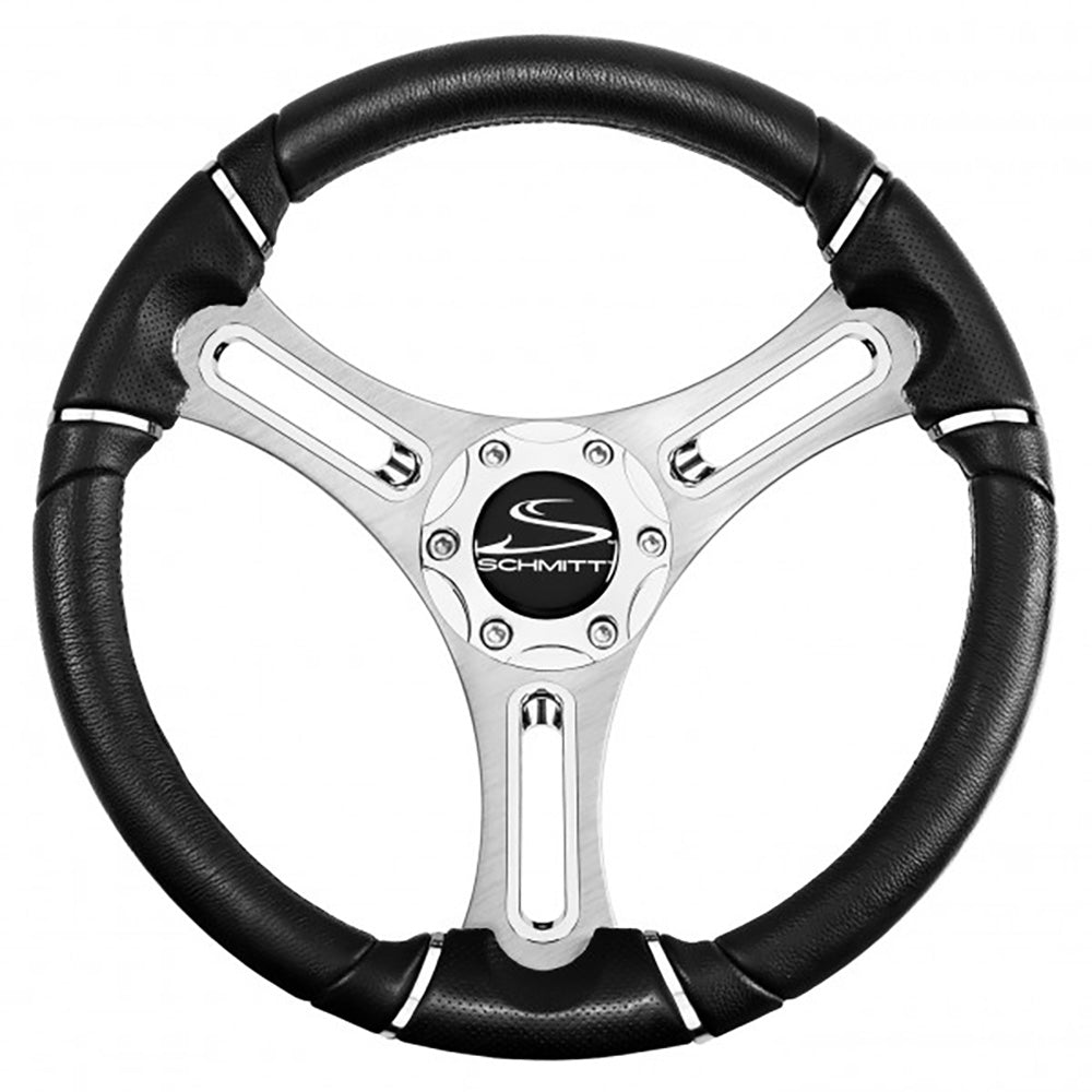 Schmitt Marine Torcello 14&quot; Wheel - 04 Series - Polyurethane Wheel w/Chrome Trim  Cap - Brushed Spokes - 3/4&quot; Tapered Shaft [PU043144-12R]