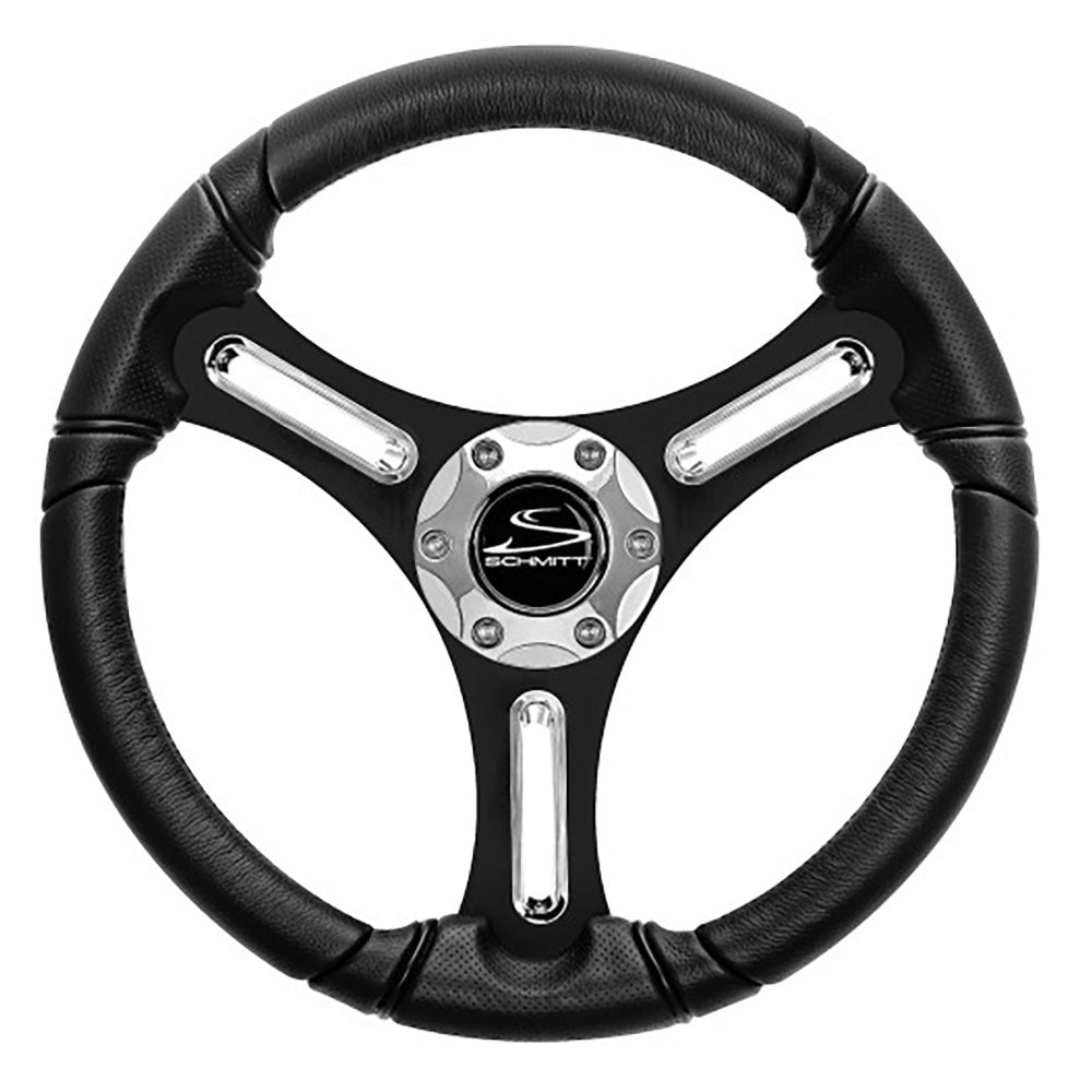 Schmitt Marine Torcello 14&quot; Wheel - 03 Series - Polyurethane Wheel w/Chrome Spoke Inserts  Cap - Black Brushed Spokes - 3/4&quot; - Retail Packaging [PU031104-12R]