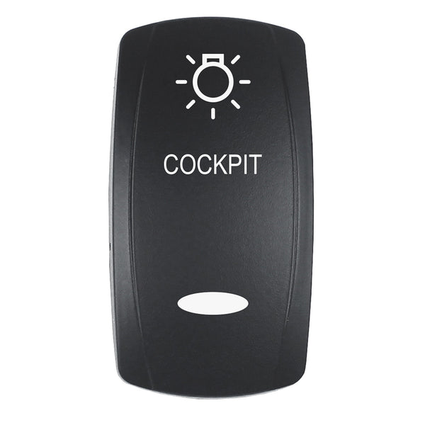Pacer Actuator - 'COCKPIT' f/V Series Contura Switches - Black - Laser Etched (Top/Bottom Light) [EV2LE-CKPT]