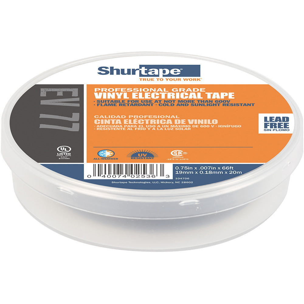 Shurtape EV 077B Professional Grade Black Electrical Tape f/Insulating  Splicing - 3/4&quot; x 66&#39; - 10-Pack [104706]