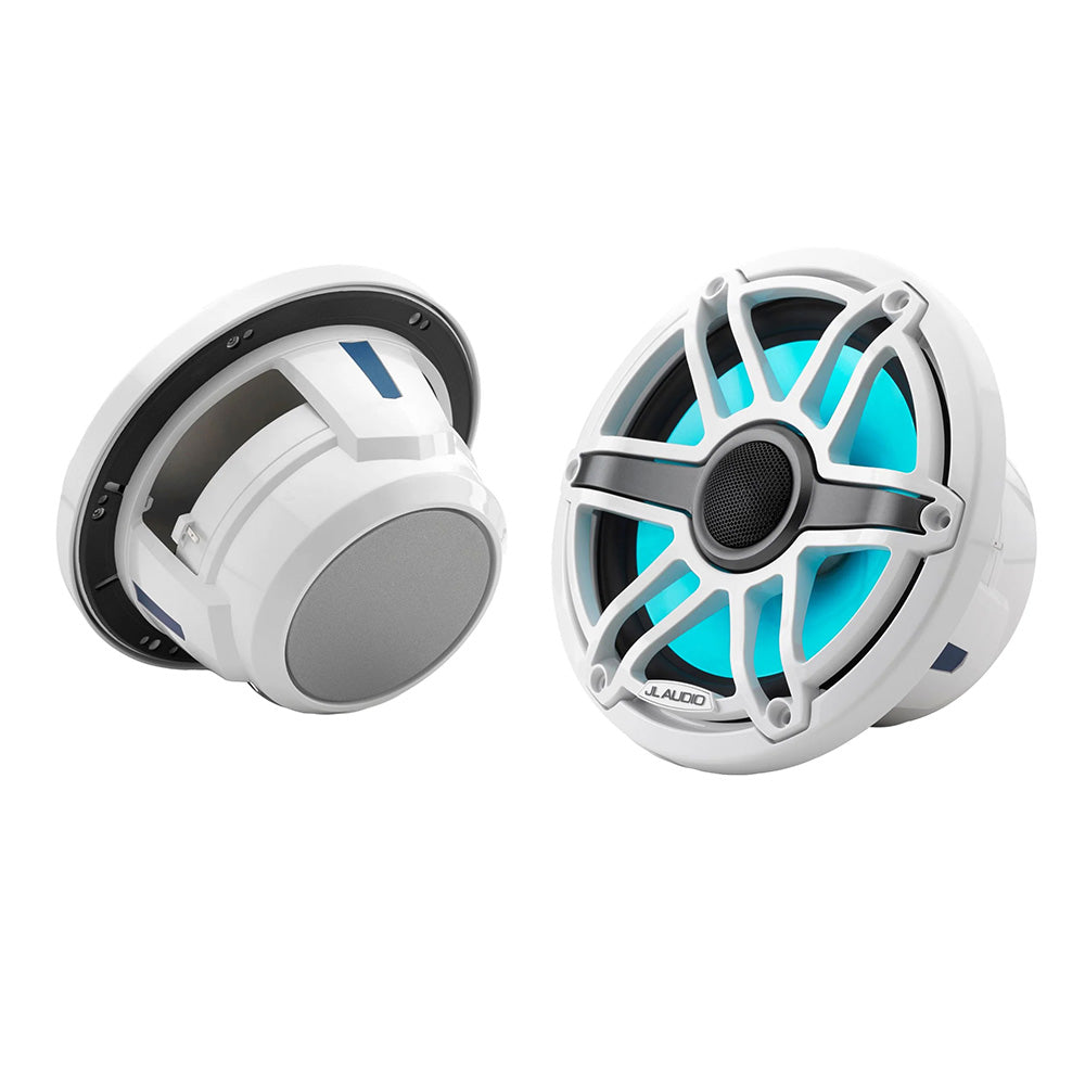 JL Audio M6 Series 7.7&quot; Marine Coaxial Speakers w/Gloss White Sport Grille  Transflective LED Lighting - M6-770X-S-GwGw-i [010-03074-00]