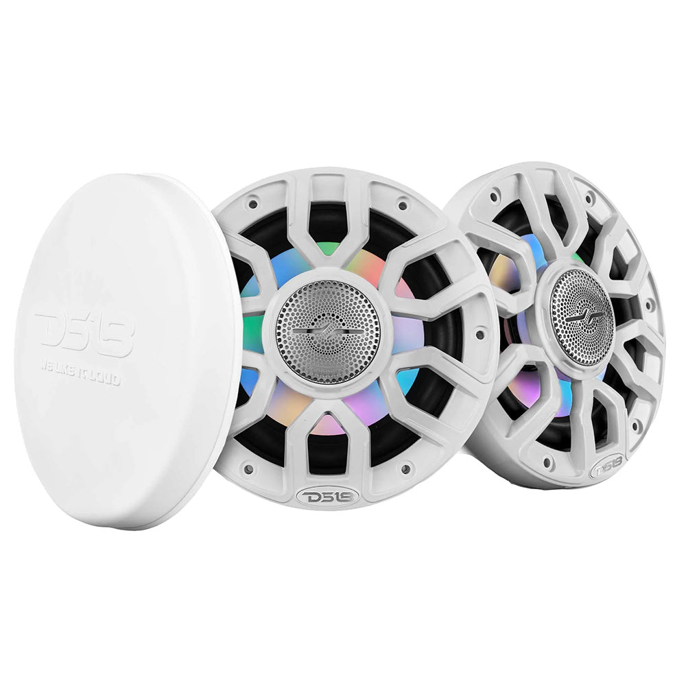 DS18 6.5&quot; 2-Way Coaxial Marine Speakers w/Digital LED Lights  Bullet Tweeter - White - 150W, 4-Ohm [NXL-IQ6/WH]