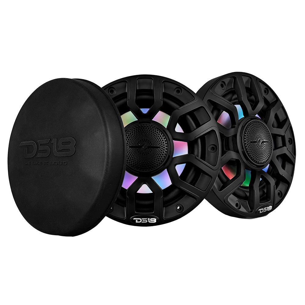 DS18 6.5&quot; 2-Way Coaxial Marine Speakers w/Digital LED Lights  Bullet Tweeter - Black - 150W, 4-Ohm [NXL-IQ6/BK]