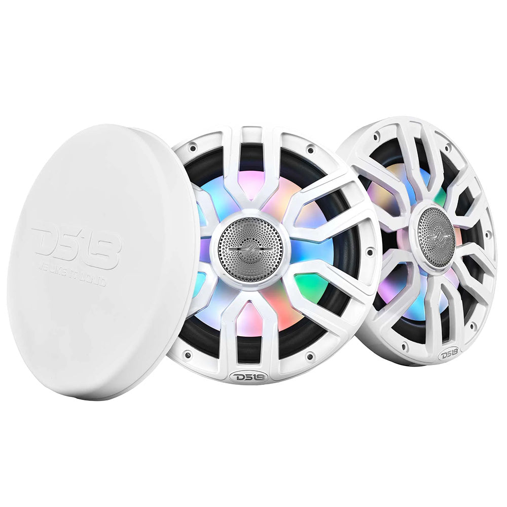 DS18 8&quot; 2-Way Coaxial Marine Speakers w/Digital LED Lights  Bullet Tweeter - White - 175W, 4-Ohm [NXL-IQ8/WH]