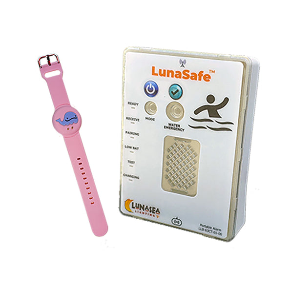 Lunasea Water Activated RF Transmitter w/Rechargeable Alarm Receiver - Pink