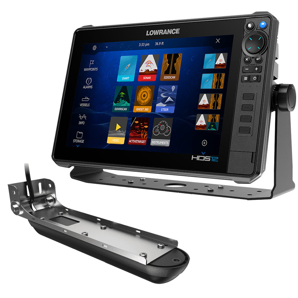 Lowrance HDS PRO 12 w/Preloaded C-MAP DISCOVER OnBoard  Active Imaging 3-in-1 Transom Mount Transducer