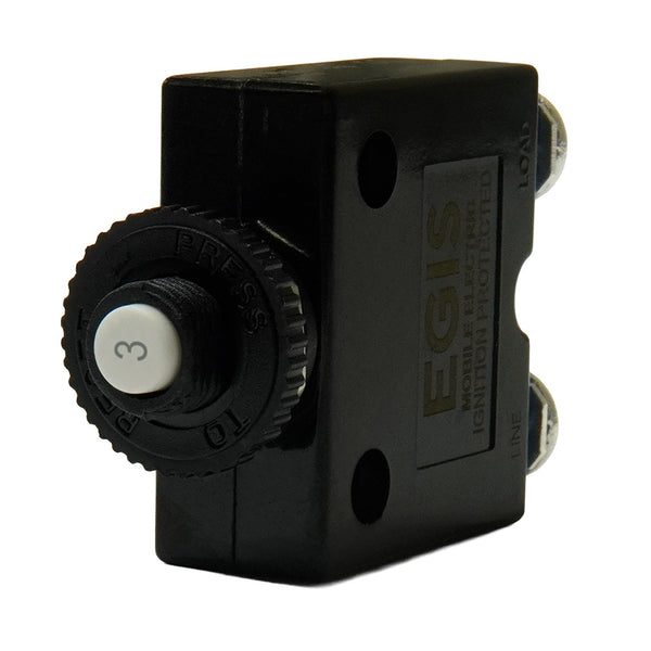 Egis 3A Push Button Panel Mount Circuit Breaker - Screw Terminals