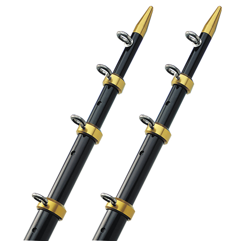 TACO 15&#39; Telescopic Outrigger Poles 1-1/8&quot; - Black/Gold - Pair [OT-0441BKA15]