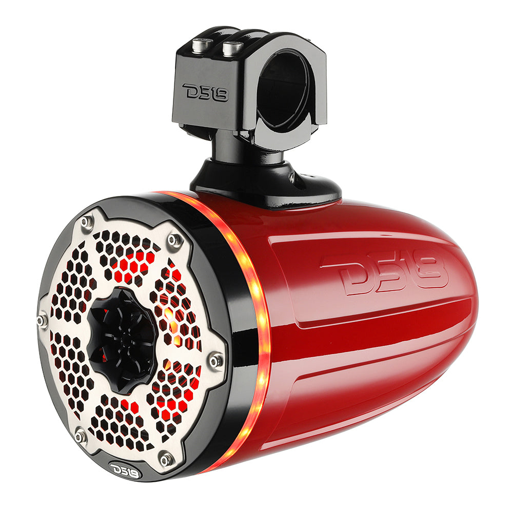 DS18 6.5&quot; Neodymium Marine Towers w/Built-in Passive Radiator, 1&quot; Driver  RGB LED Light - 450 Watts (Pair) - Red [NXL-X6TPNEO/RD]