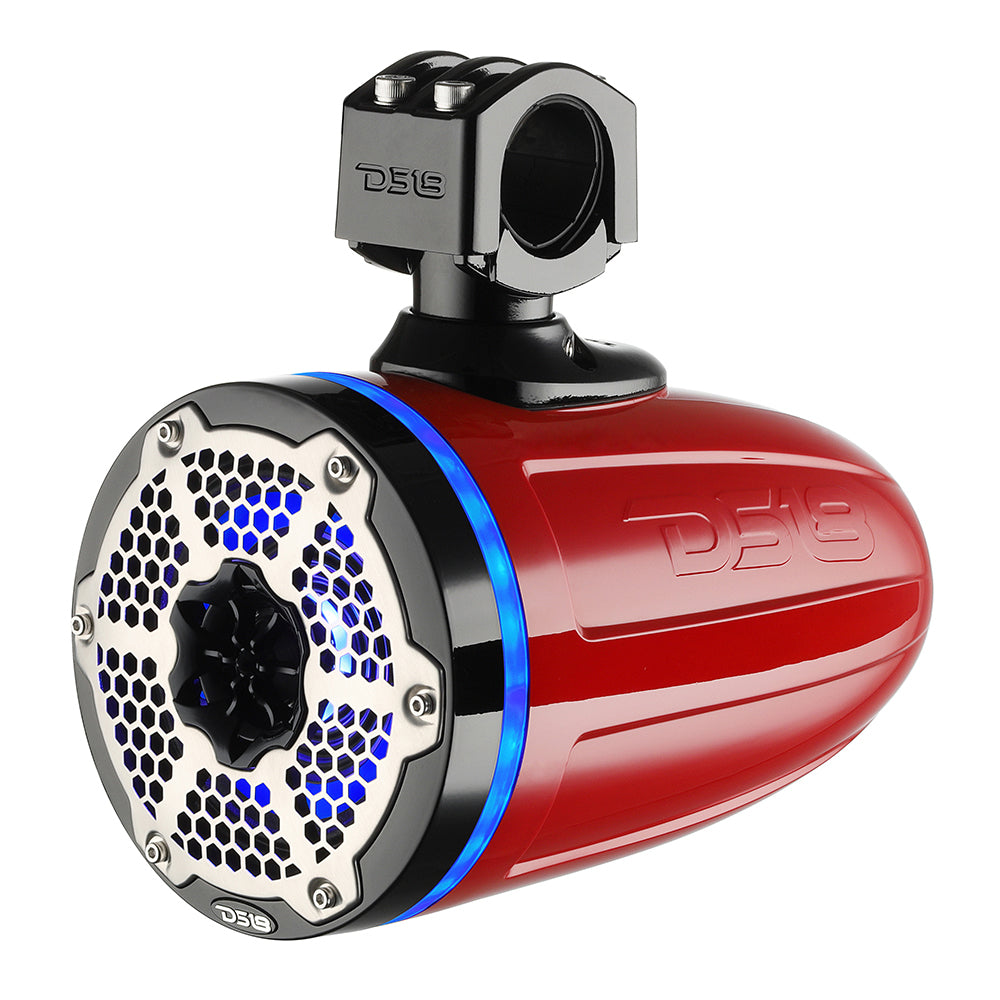 DS18 6.5&quot; Neodymium Marine Towers w/Built-in Passive Radiator, 1&quot; Driver  RGB LED Light - 450 Watts (Pair) - Red [NXL-X6TPNEO/RD]