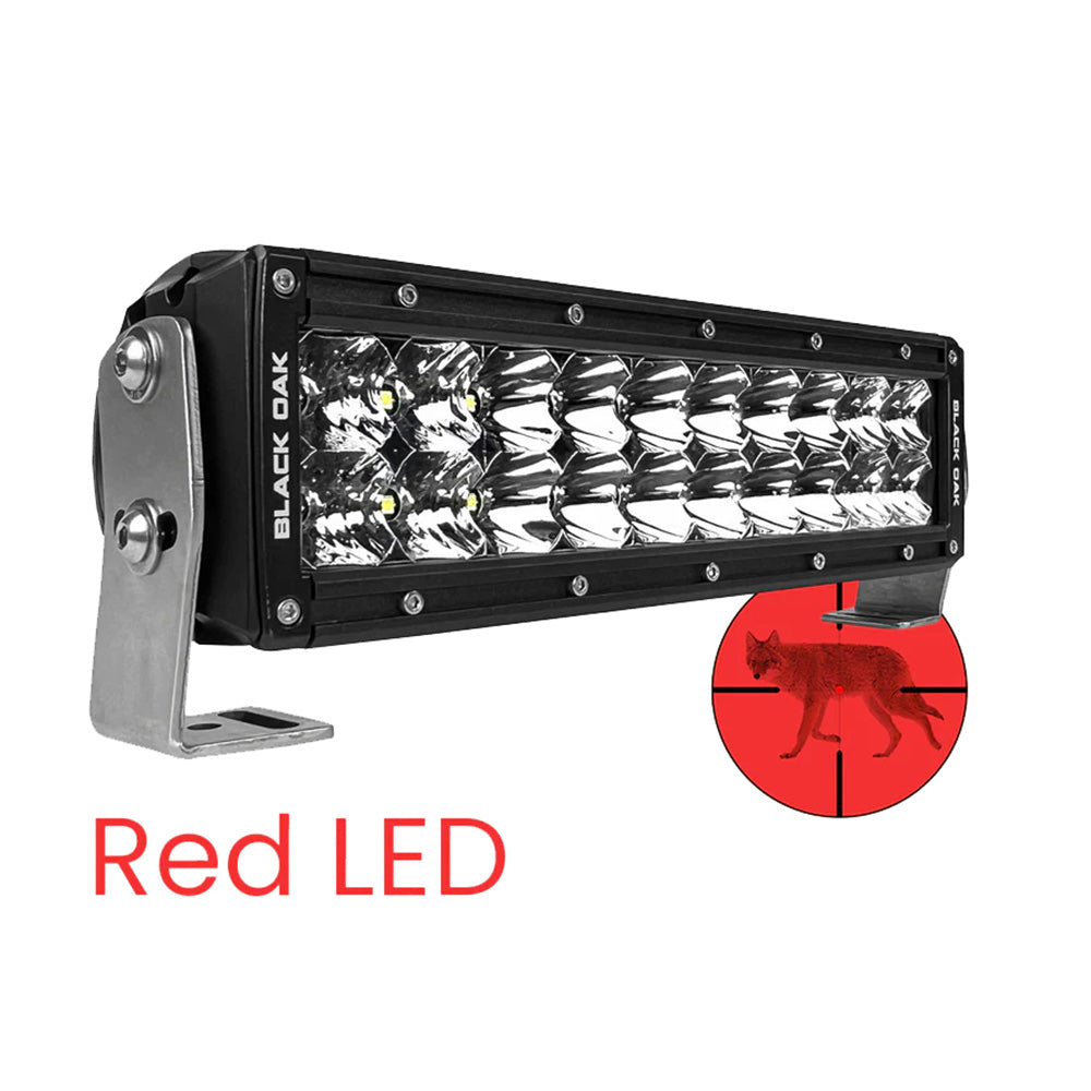 Black Oak 10&quot; Red LED Predator Hunting Light Bar - Combo Optics - Black Housing - Pro Series 3.0 [10R-D3OS]