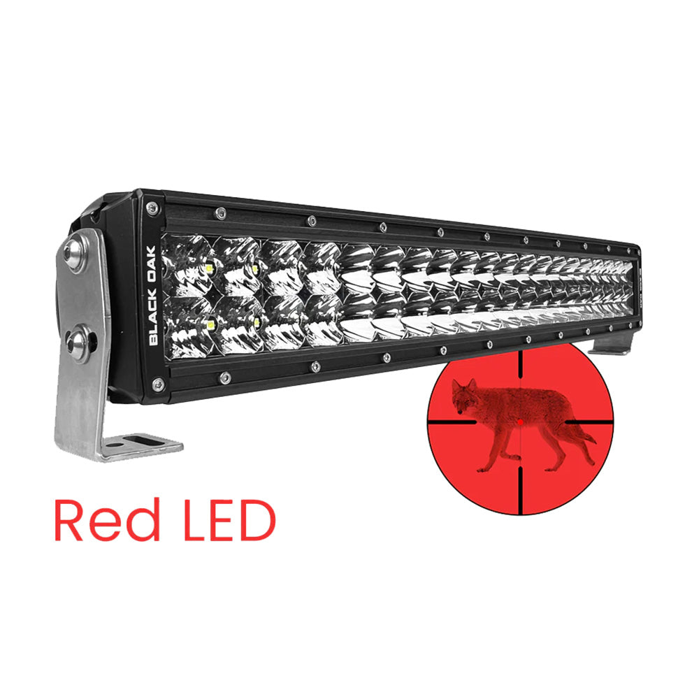 Black Oak 20&quot; Curved Double Row Red LED Predator Hunting Light Bar - Combo Optics - Black Housing - Pro Series 3.0 [20CR-D3OS]