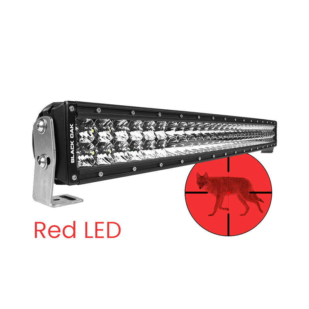 Black Oak 30&quot; Curved Double Row Red LED Predator Hunting Light Bar - Combo Optics - Black Housing - Pro Series 3.0 [30CR-D3OS]