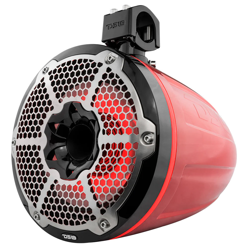 DS18 HYDRO 10&quot; Neodymium Marine Towers w/Built-In Passive Radiator, 1&quot; Driver  RGB LED Lights - 900W - Red [NXL-X10TPNEO/RD]