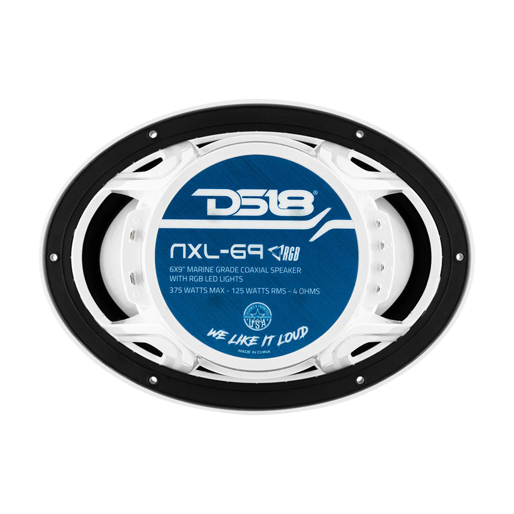 DS18 HYDRO 6 x 9&quot; 2-Way Marine Speakers w/Integrated RGB LED Lights - 375W - White [NXL-69/WH]
