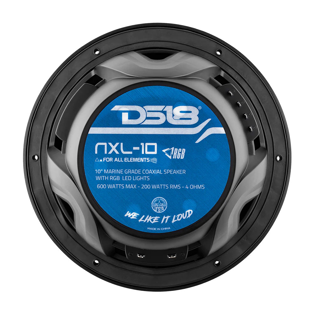 DS18 HYDRO 10&quot; 2-Way Marine Speakers w/Bullet Tweeters  Integrated RGB LED Lights - Black [NXL-10/BK]