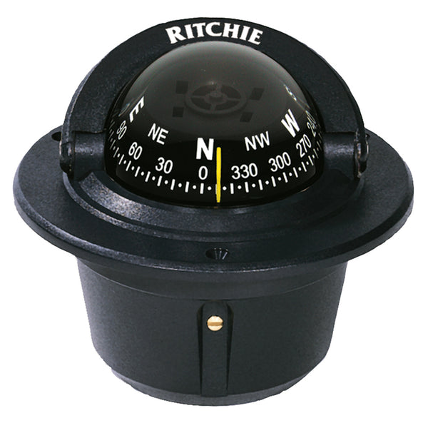 Ritchie F-50 Explorer flush-mount boat compass in black