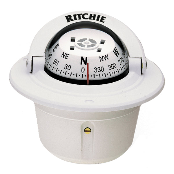 Ritchie F-50W Explorer flush-mount boat compass in white