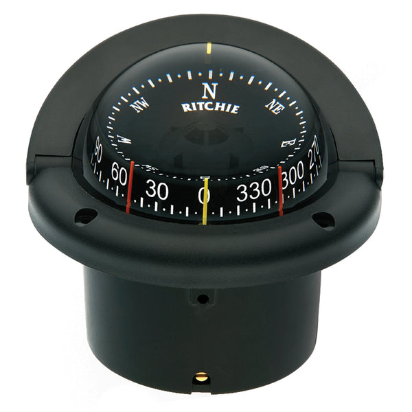 Ritchie HF-743 Helmsman Combidial flush-mount boat compass in black