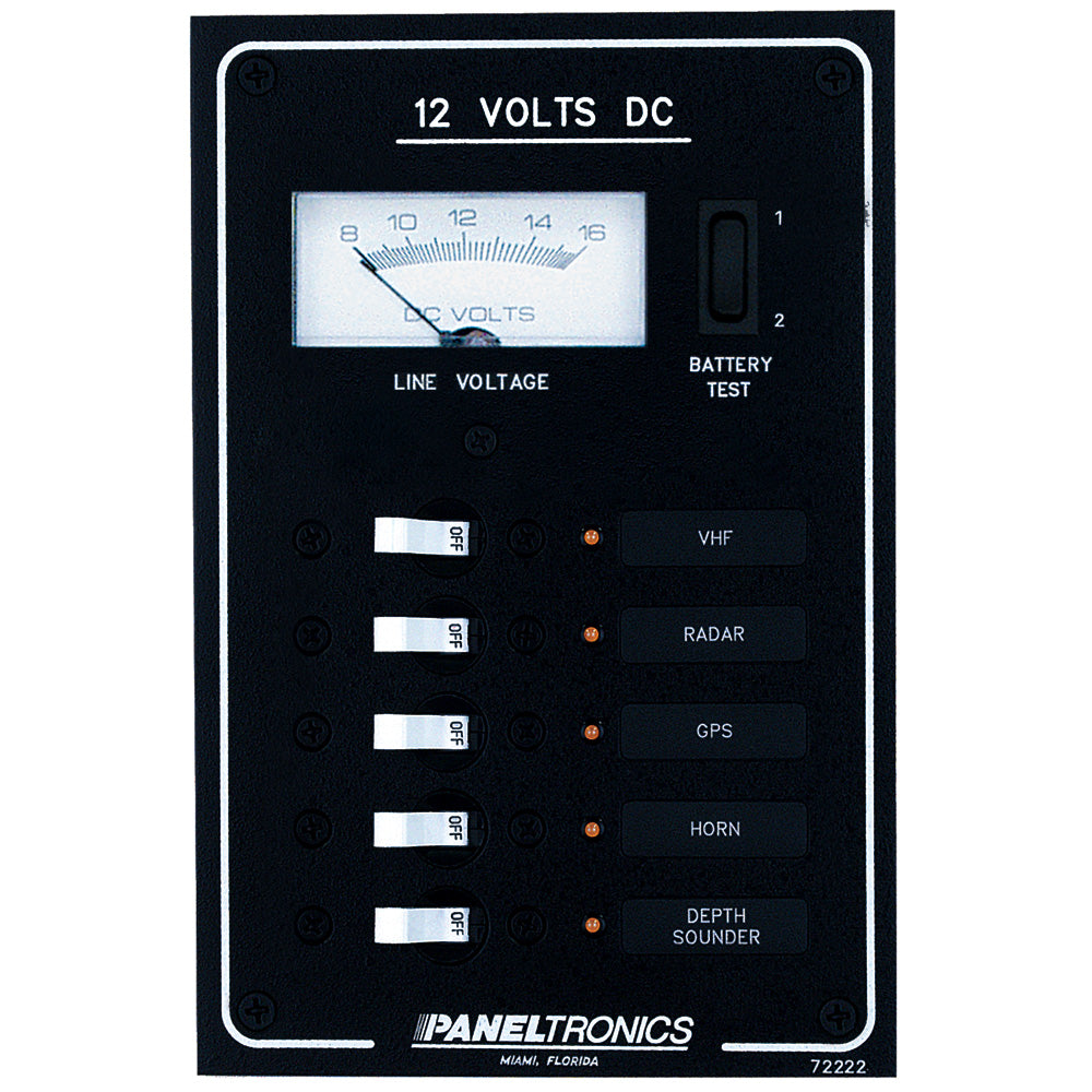 Paneltronics Standard DC 5 Position Breaker Panel &amp; Meter w/LEDs [9972222B]