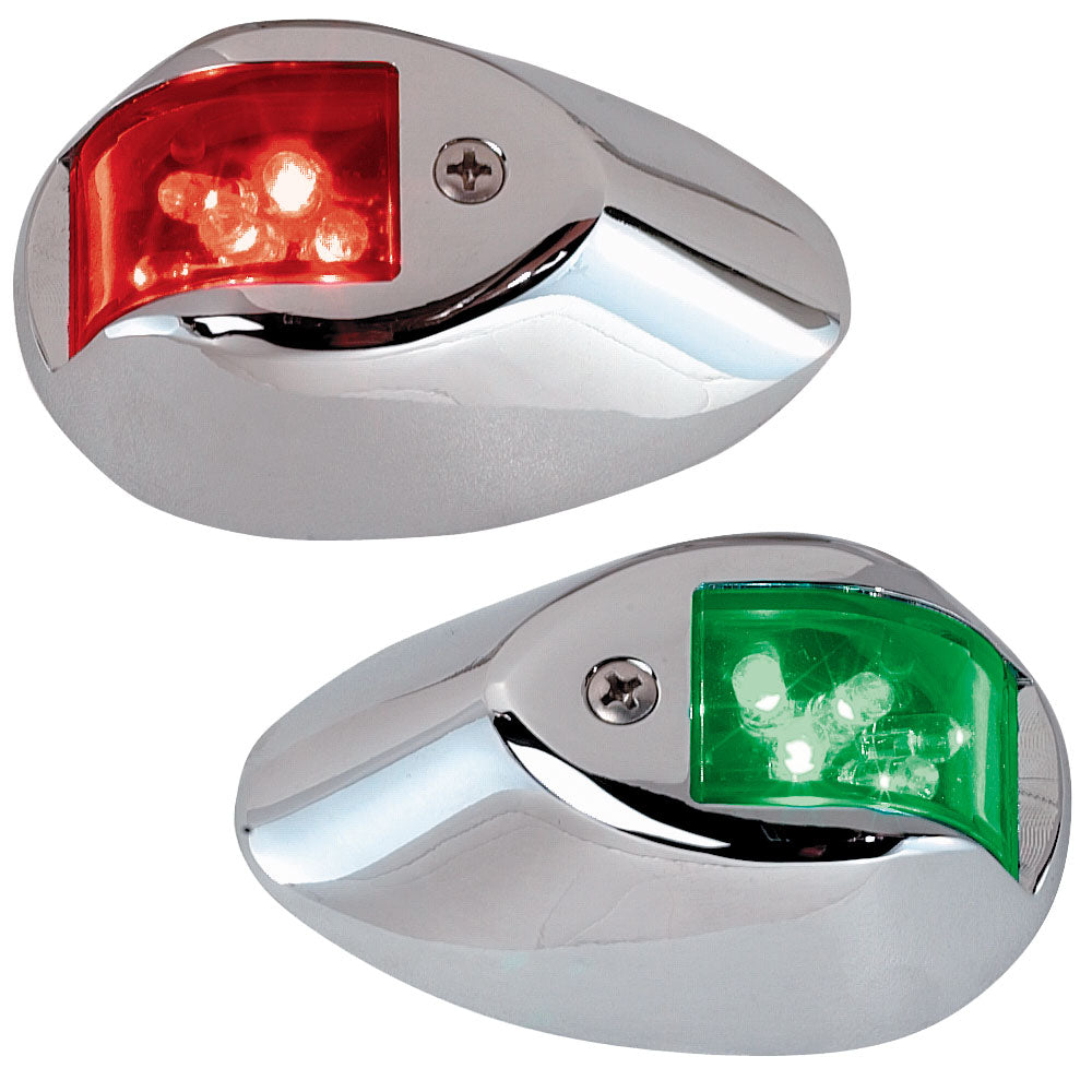 Perko LED Sidelights - Red/Green - 12V - Chrome Plated Housing [0602DP1CHR]
