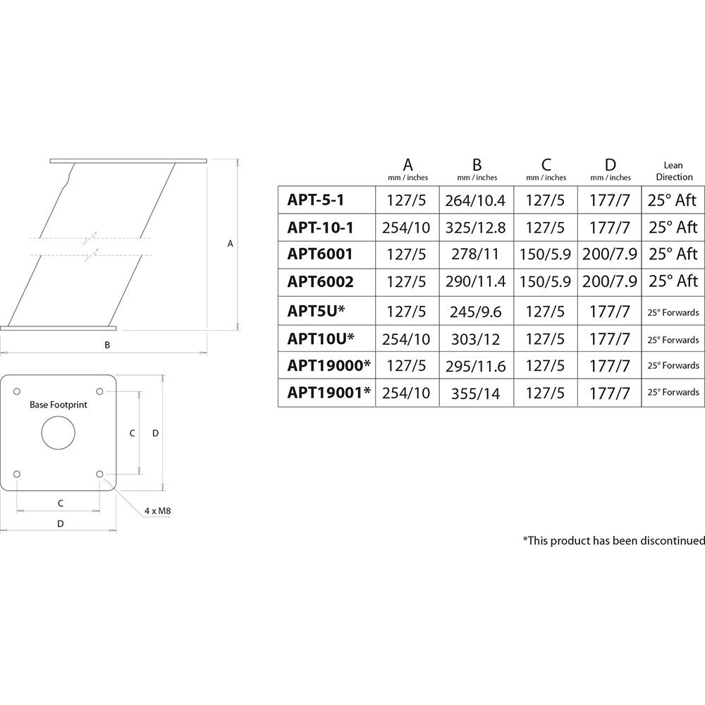 Scanstrut APT6002 Aluminum PowerTower Open Array Radar Mount - 6&quot; Aft Leaning [APT6002]