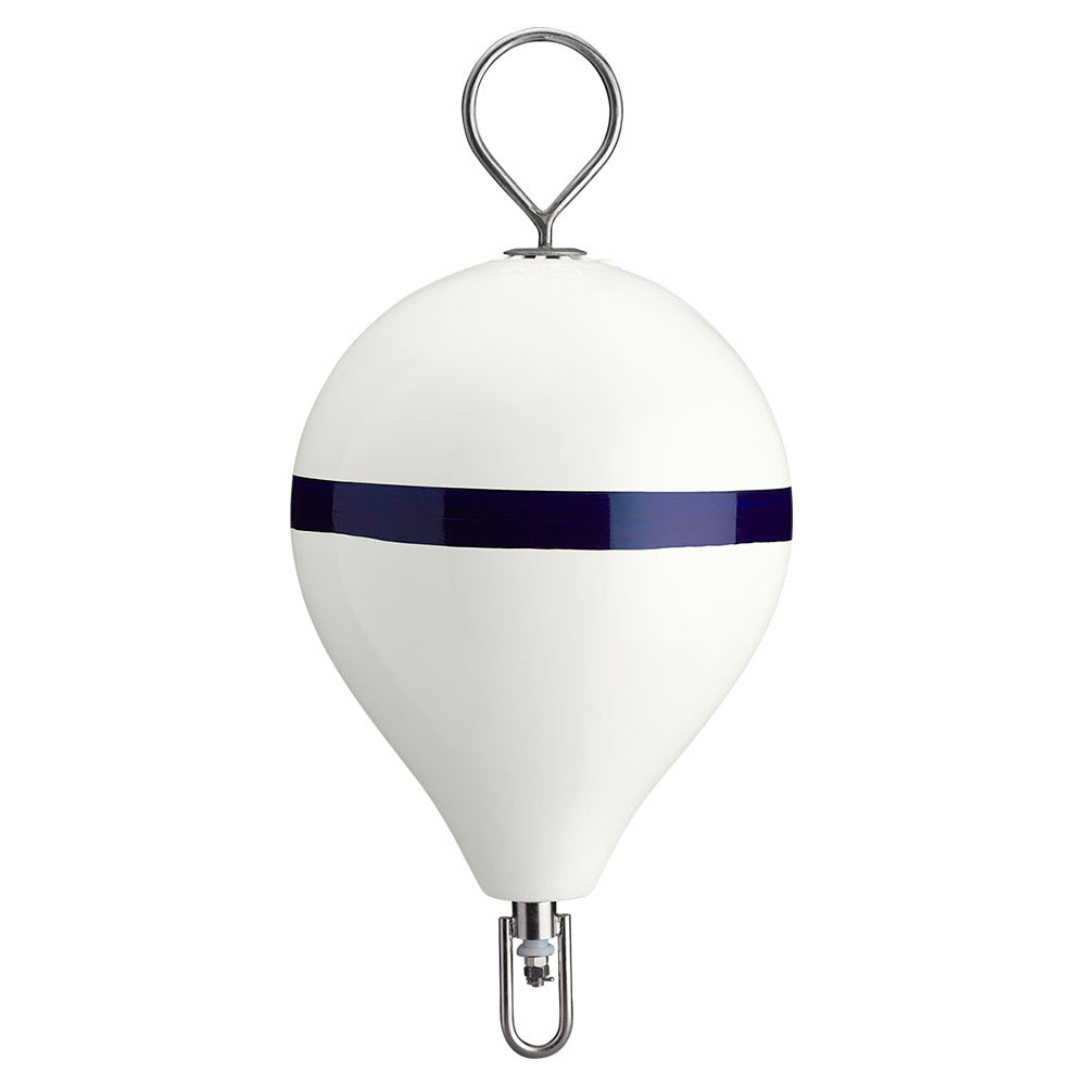 Polyform 17&quot; CM Mooring Buoy w/SS Iron - White Blue Stripe [CM-3SS W-STR]