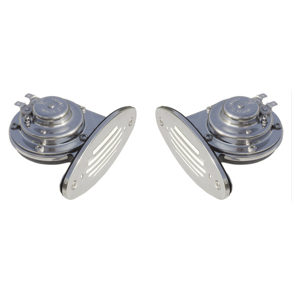 Schmitt Marine Mini Stainless Steel Dual Drop-In Horn w/Stainless Steel Grills High  Low Pitch