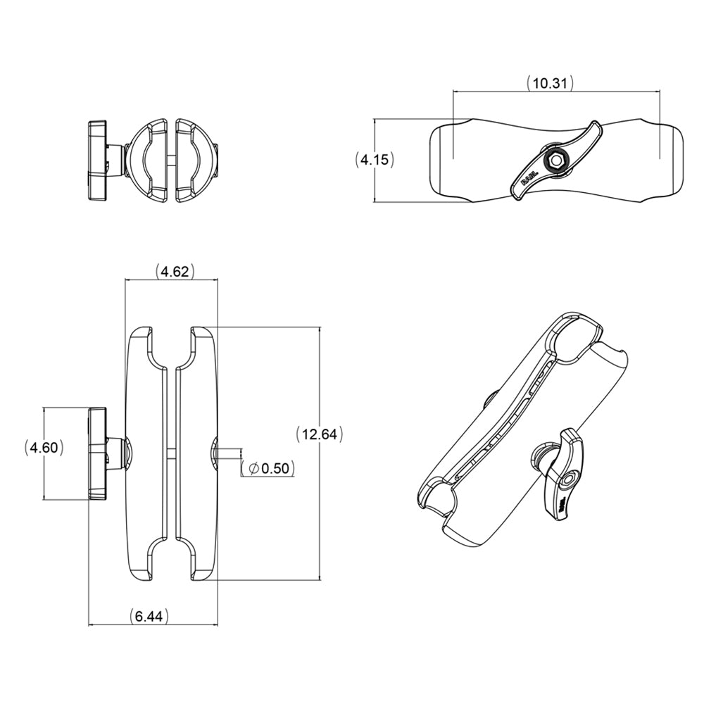 RAM Mount Double Socket Arm f/3.38&quot; E Size Ball Bases [RAM-E-201U]