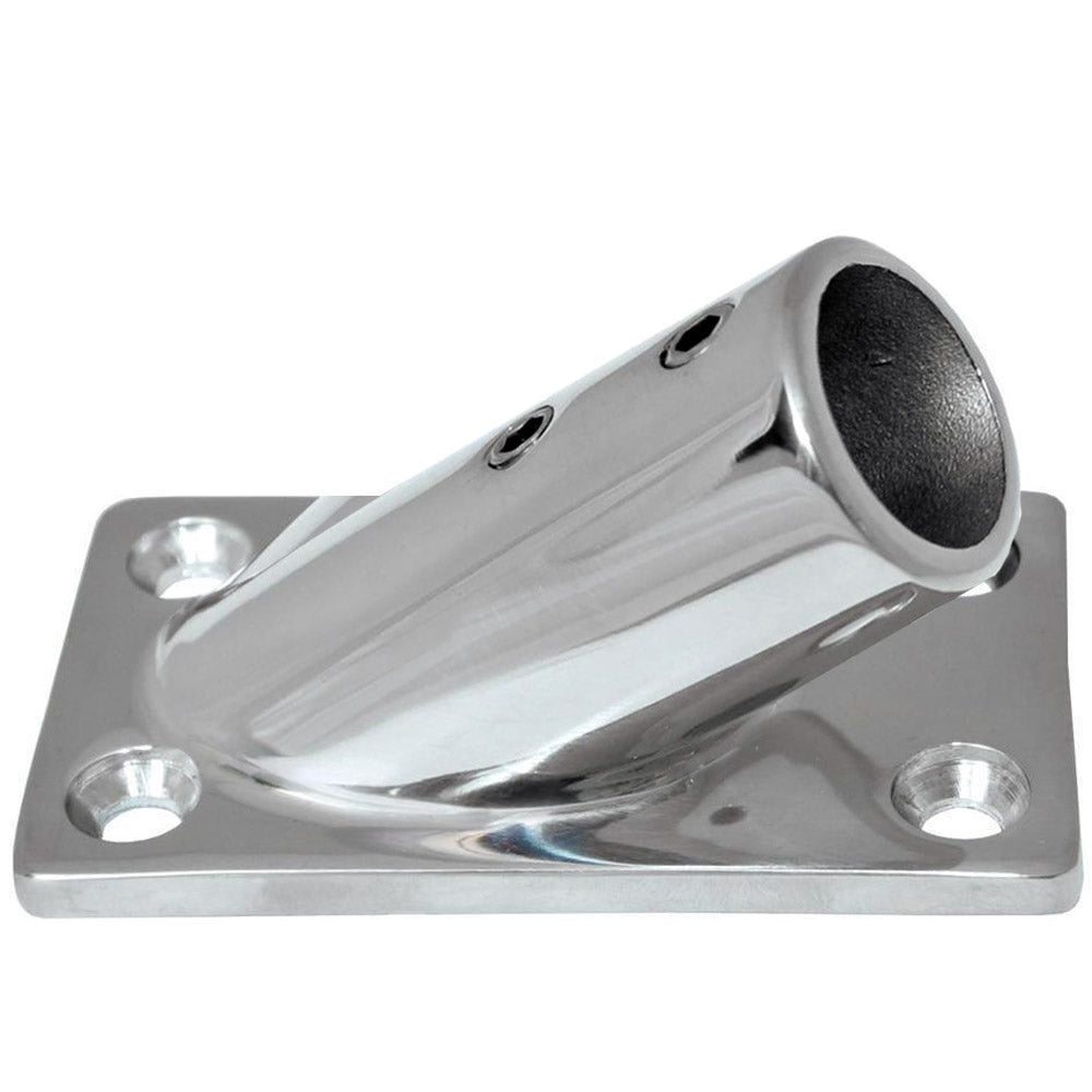 Whitecap &quot; O.D. 30 Degree Rectangle Base SS Rail Fitting [6078C]