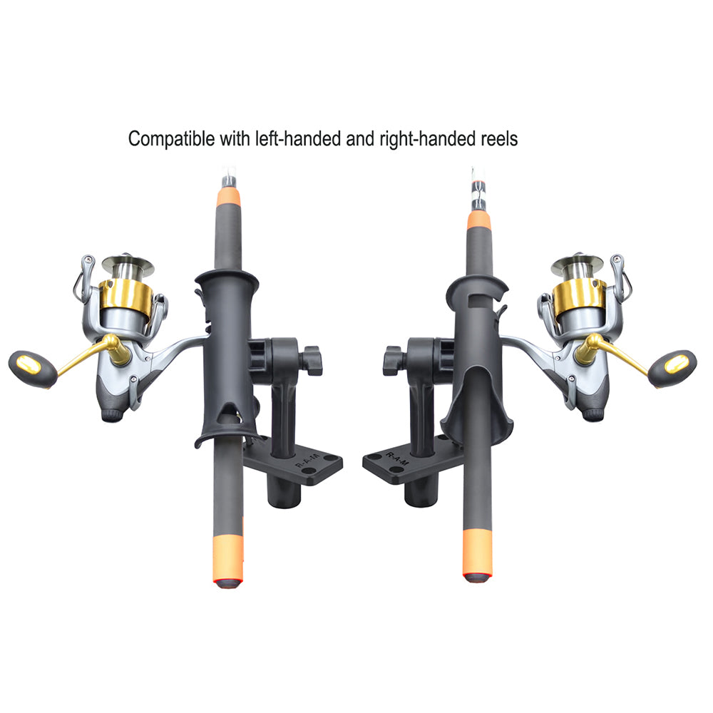 RAM Mount RAM Tube Jr. Rod Holder w/Short 4" Length Post Spline & Flush Mounting Base