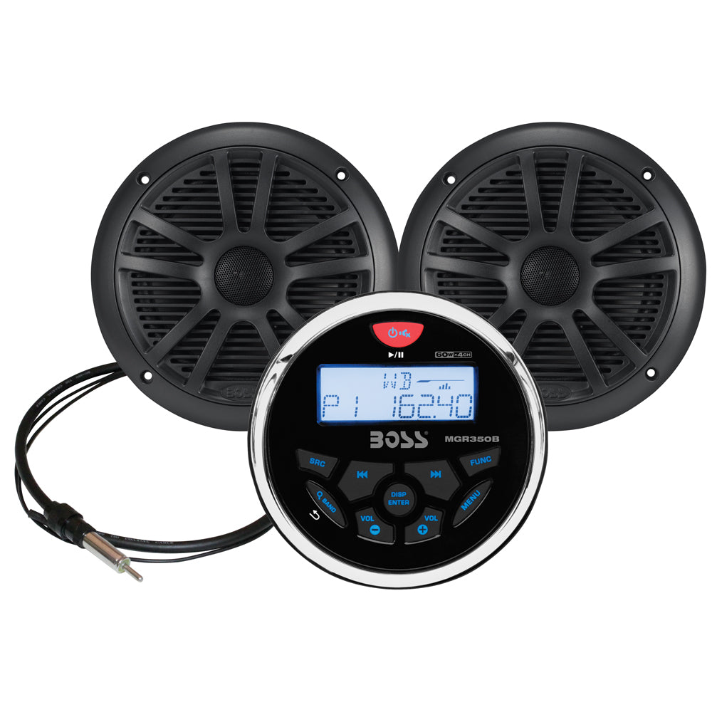 Boss Audio MCKGB350W.6 Marine Stereo  6.5&quot; Speaker Kit - Black [MCKGB350B.6]